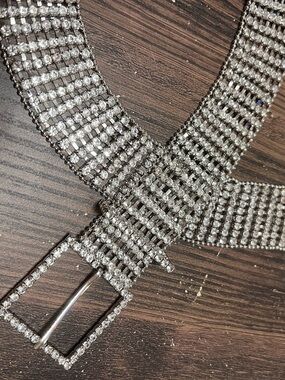 Rhinestone Crystal Statement Belt - Silver Sparkle